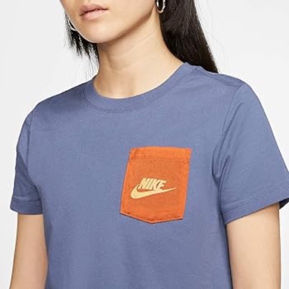 Nike Sports Icon Clash Tee Shirt Pocket Blue and Orange size Extra Large - Picture 11 of 12